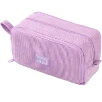Merkloos Stiftekontainer mit großer Kapazität – Etui mit 3 Fächern – Stifttasche – Stiftbox – Hochwertiger Cordstoff – 22,5 x 8 x 12 cm