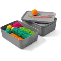 LTPRTZ Aufbewahrungsboxen-Set – Aufbewahrungsbehälter mit Deckel – Ordnung im Haus – Stapelbares Design – 40 cm breit – Grau