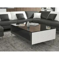 AEA Couchtisch Modern Schwarz Leder Design Wohnzimmertisch Beistelltisch *
