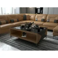 AEA Couchtisch Modern Blau Braun Hochglanz Elegant Wohnzimmertisch Luxus