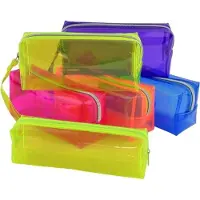 Markenlos Transparente Federmäppchen Set von 3, Multifunktionale große Etui für Schule, Reisen und Make-up in Lila