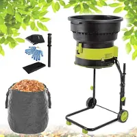 LTPRTZ Elektrischer Gartenhäcksler – Laubhäcksler – Verarbeiten von Gartenabfällen – Häckseln ohne Laubaufnahme – 54 cm Trichterdurchmesser – Schwarz-Grün