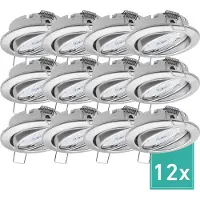 Oktaplex 12er Set Deckenspot LED schwenkbar dimmbar 3-Stufen 4,8W 3000K Warmweiß 230V Dijon Chrom Einbaustrahler Lochmaß 68mm