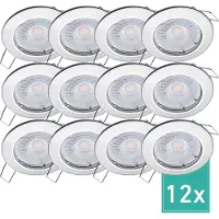 Oktaplex 12er Set Einbaustrahler inkl. LED Modul 3.000K warmweiß - Deckenspots Chrom