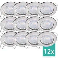 Oktaplex 12er Set Einbaustrahler inkl. LED Modul 3.000K warmweiß - Deckenspots Edelstahl gebürstet