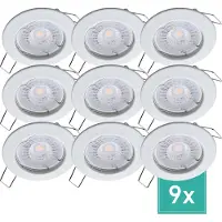 Oktaplex 9er Set Einbaustrahler inkl. LED Modul 4.000K tralweiß - Deckenspots Weiß