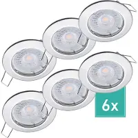 Oktaplex 6er Set Einbaustrahler 3-Step dimmbar inkl. LED Modul 2.700K warmweiß - Deckenspots Chrom