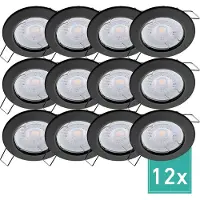 Oktaplex 12er Set LED Einbaustrahler Sedan stufenlos dimmbar 230V 5W 3000K Warmweiß Einbauleuchte Schwarz Lochmaß 60mm