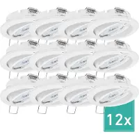 Oktaplex 12er Set Deckenspot LED schwenkbar dimmbar 3-Stufen 4,8W 3000K Warmweiß 230V Dijon Weiß Einbaustrahler Lochmaß 68mm
