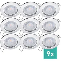 Oktaplex 9er Set Einbaustrahler inkl. LED Modul 3.000K warmweiß - Deckenspots Chrom