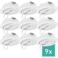 Oktaplex 9er Set LED Einbaustrahler schwenkbar Dijon 4,8W 3000K Warmweiß 230V Weiß Einbauspot 68mm