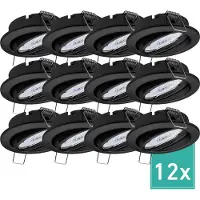 Oktaplex 12er Set Deckenspot LED schwenkbar dimmbar 3-Stufen 4,8W 2700K Warmweiß 230V Dijon Schwarz Einbaustrahler Lochmaß 68mm