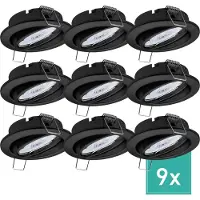 Oktaplex 9er Set LED Einbaustrahler schwenkbar Dijon 4,8W 2700K Warmweiß 230V Schwarz Einbauspot 68mm