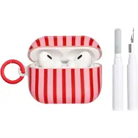 LTPRTZ AirPods Pro Hülle – Ästhetisches Design – Schützt die Ohrstöpsel – Mit Schlüsselanhänger – Passgenauigkeit 1:1 – Rot