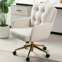 Merkloos Bürostuhl Drehstuhl Schreibtischstuhl - Samtbezug - 360° drehbar - Beige - Höhe 46 bis 54 cm