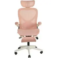 MODFU Klappbarer Bürostuhl, Drehstuhl mit 3D-Kopfstütze, höhenverstellbarer Netzstuhl Relaxsessel mit Lordosenstütze und Neigefunktion, Rosa