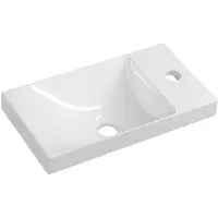 Sapho AGOS Gussmarmor-Waschtisch ohne Überlauf 40x22 cm, weiß, links/rechts