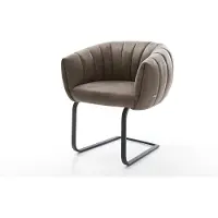 DELIFE Freischwinger Jada-Flex Mikrofaser Taupe Vintage Freischwinger flach Schwarz Taschenfederkern