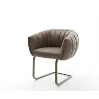 DELIFE Freischwinger Jada-Flex Mikrofaser Taupe Vintage Freischwinger flach Effektfinish Titan Taschenfederkern