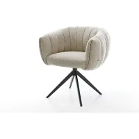 DELIFE Drehstuhl Jada-Flex Webstoff Soft Beige Kreuzgestell breit Schwarz 360° drehbar Wippfunktion Taschenfederkern
