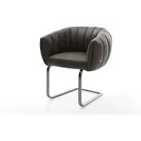 DELIFE Freischwinger Jada-Flex Mikrofaser Anthrazit Vintage Freischwinger flach Graphit Taschenfederkern