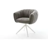 DELIFE Drehstuhl Jada-Flex Bouclé Soft Schlamm Kreuzgestell breit Weiß 360° drehbar Wippfunktion Taschenfederkern