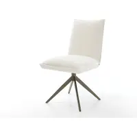DELIFE Drehstuhl Lelio-Flex Bouclé Soft Beige Kreuzgestell breit Effektfinish Titan 360° drehbar Wippfunktion Taschenfederkern