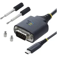 StarTech.com .com 2m USB-C auf Seriell-Adapterkabel; COM Retention, FTDI-Chipsatz, USB-C zu DB9 RS232, Status-LEDs & auswechselbare DB9-Schrauben/Muttern, Schwarz, 2 m, USB Typ-C, RS-232, Stecker, Buchse