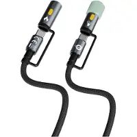 Conceptronic ETTA10B15 4-in-1 USB 2.0 Kabel mit LED-Leuchte und elektrischem Feuerzeug, USB-C-Stecker auf USB-C-Stecker, PD 60W, 3A, 1,5m, 1,5 m, USB C, USB C, USB 2.0, 0,48 Gbit/s, Schwarz