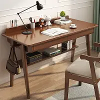 LTPRTZ Massive Holz Schreibtisch - Schreibtisch mit Schubladen - Hausarbeit und Arbeitszimmer - Mit Regal und Haken - 120 cm breit