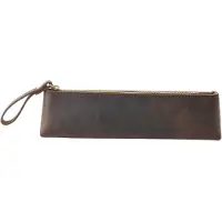 Markenlos Lederetui Stiftehalter Organizer handgefertigt Schreibtisch 20 x 5 cm Braun