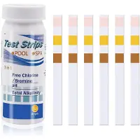 CybexaTrade Pool-Teststreifen - 3-in-1 - 50 Stück - Wassertester für Chlor, Brom, pH-Wert und Wasserhärte - Teststreifen zur Kontrolle der Poolwasserqualität