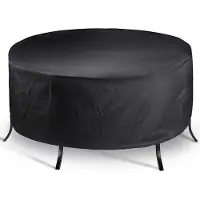 CybexaTrade Runde Gartentischabdeckung - Wasserdichte Gartenmöbel-Abdeckung - 163 x 84 cm - UV-Schutz - für Gartentische und Gartenstühle - Schwarz