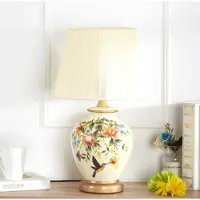 Fine Asianliving Chinesische Tischlampe Porzellan Weiß Kolibri Handgefertigt - Corinne D30xH48cm