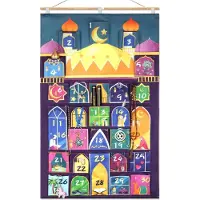 DPKOW Ramadan Kalender zum Befüllen Moschee Design Stoff 110x70cm 30 Tage Wiederverwendbar