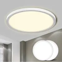 LQWELL Deckenleuchte,LED Deckenlampe,IP44 spritzwassergesch Badlampe,Rund Flach,18W 4000K 1600LM ,Modern Schlicht Lampe,Dünn,für Wohnzimmer , 220*24mm