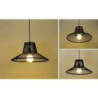 Fine Asianliving Bambus Hängelampe Pendelleuchte Schwarz Handgefertigt - Miller D50xH22cm Pendelleuchte Beleuchtung Bambus Lampenschirm Geflochten Lampe Belechtung Rotan