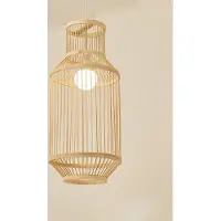 Fine Asianliving Bambus Hängelampe Pendelleuchte Handgefertigt - Myrle D25xH47cm Pendelleuchte Beleuchtung Bambus Lampenschirm Geflochten Lampe Belechtung Rotan