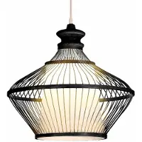 Fine Asianliving Bambus Hängelampe Pendelleuchte Schwarz Handgefertigt - Oliver D46xH40cm Pendelleuchte Beleuchtung Bambus Lampenschirm Geflochten Lampe Belechtung Rotan