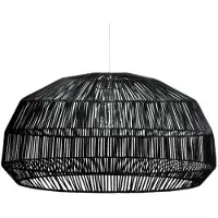 Fine Asianliving Bambus Hängelampe Pendelleuchte Schwarz Handgefertigt - Andy D53xH30cm Pendelleuchte Beleuchtung Bambus Lampenschirm Geflochten Lampe Belechtung Rotan