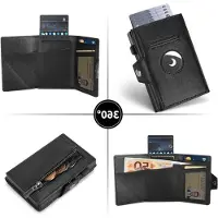 Markenlos Herrenbörse dünn, RFID-Schutz, Magnetverschluss, Schwarz, Geschenkbox