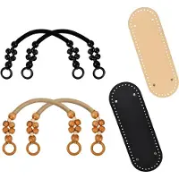 Markenlos Taschenboden gehäkelt aus Kunstleder mit Holzperlen, oval, 2er-Set