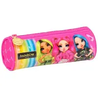 OEM Rundes Federmäppchen, Regenbogen, Polyester, Reißverschluss