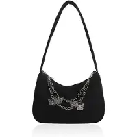 Markenlos Damen Schultertasche Retro Schwarz Canvas Handtasche mittelgroß Alltag Reisen