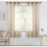 Merkloos Transparente Vorhänge für Fenster - 55 Zoll B x 63 Zoll L - Licht Khaki