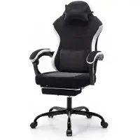 ALFORIGO Ergonomischer Gaming-Stuhl mit Nacken- und Rückenkissen, höhenverstellbarer PC-Drehstuhl mit 360°-Rollen für 1 Person, stabiler Sitz und Homeoffice