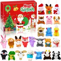 Merkloos Weihnachtskalender Adventskalender Adventskalender Stoff - 24 Tage - Plüsch Mini-Kuscheltiere - Zum Aufhängen - Für Kinder