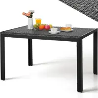 Merkloos Gartentisch Rattantisch Terrassentisch - PE-Rattan - 119 x 74 cm - Für 6 Personen - Grau oder Schwarz - Für Garten und Balkon