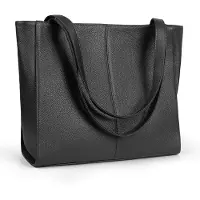 Merkloos Damen Ledertasche mit Laptopfach – Schwarz