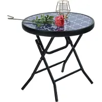 Merkloos Klapptisch Beistelltisch Balkontisch - Gehärtetes Glas - 46 x 46 x 48 cm - Gartentisch Terrassentisch
